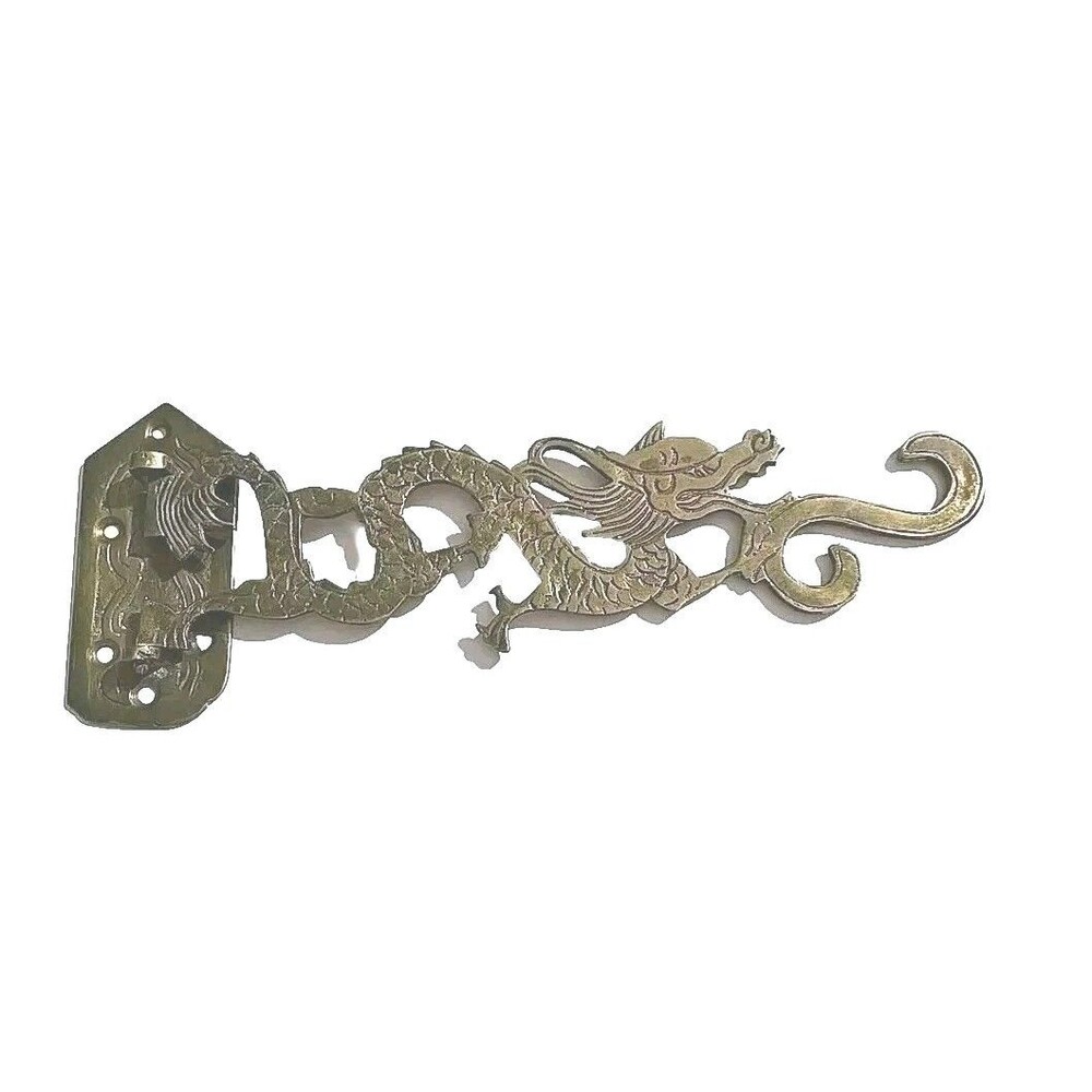 Chinese Dragon Wall Mount Swivel Hook Hanger Bracket Brass VTG